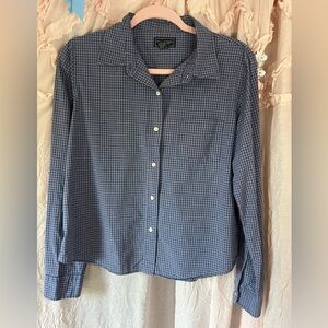 American Eagle Outfitters Soft Blue Gingham Button-Up Shirt size lg